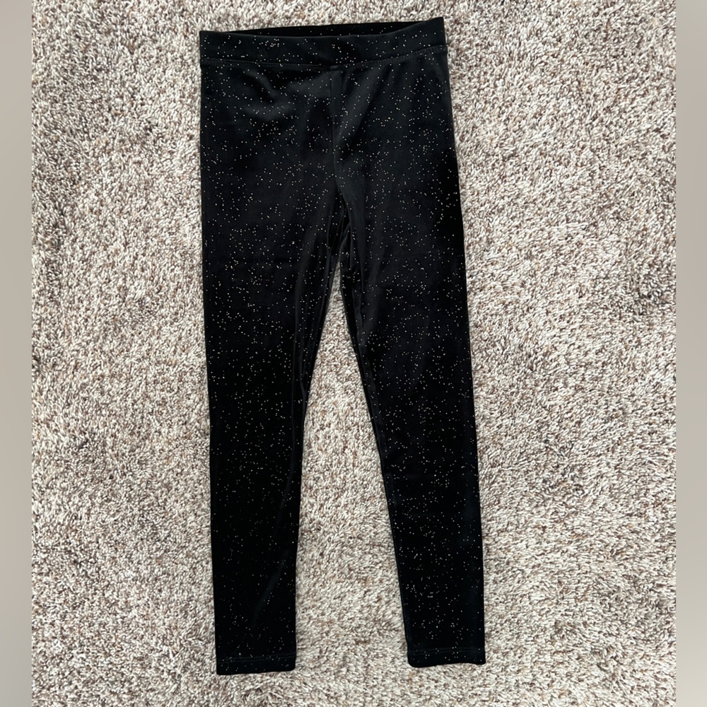 NWOT Crewcuts Girl’s Gold Sparkle Velvet Leggings - Size 6-7